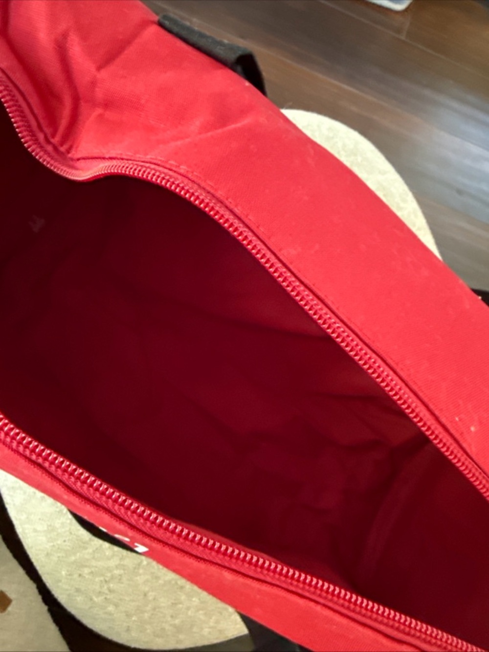 CHANEL Red Canvas Duffel with Black Straps - Picture 3 of 4